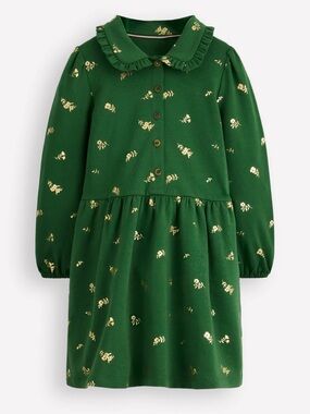 Mini Boden Cosy Jersey Shirt Dress Green Size 4-5Y NWT IN PACKAGE